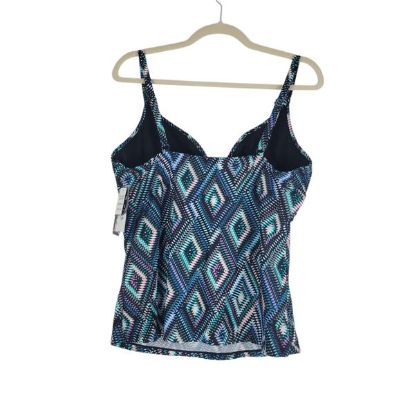 Macys Tankini Top 14 Swimwear Full Bust Support Underwire Push Up Multicolor NWT - Picture 3 of 11